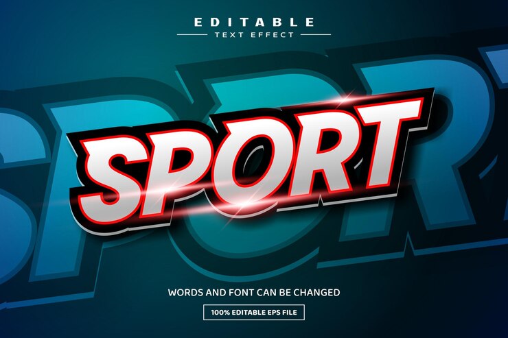 Vector plantilla de efecto de texto editable 3d deportivo