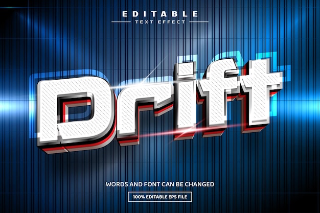 Plantilla de efecto de texto editable 3D de deriva