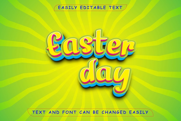 Plantilla de efecto de texto editable 3d del día de pascua