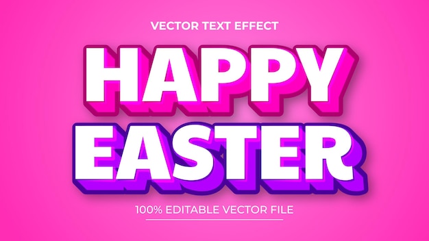 Plantilla de efecto de texto editable 3d del día de pascua