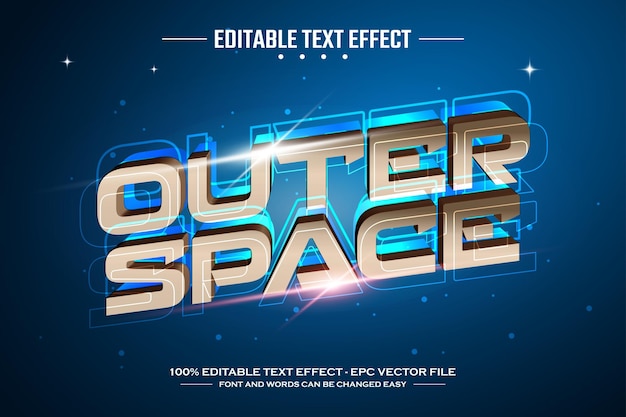 Plantilla de efecto de texto editable 3D del espacio exterior