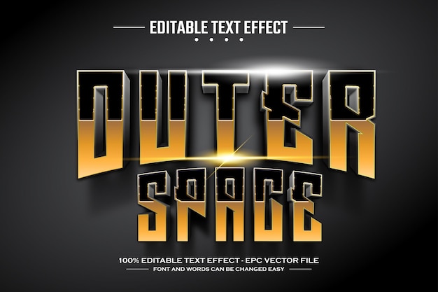Plantilla de efecto de texto editable 3D del espacio exterior