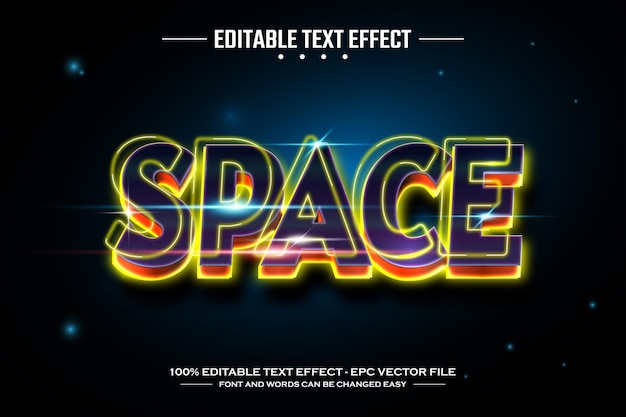 Plantilla de efecto de texto editable 3d de espacio