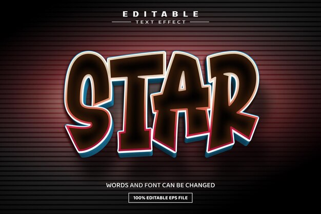 Plantilla de efecto de texto editable 3d estrella