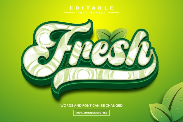 Plantilla de efecto de texto editable 3d fresco