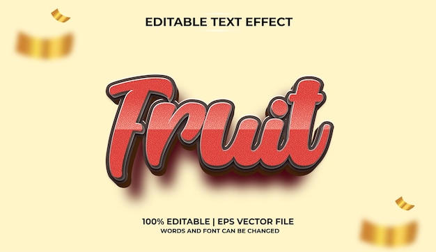 Plantilla de efecto de texto editable 3d de fruta