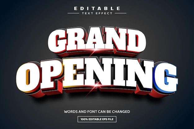 Plantilla de efecto de texto editable 3D de gran apertura