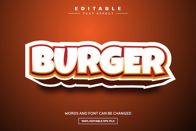 plantilla de efecto de texto editable en 3D para hamburguesas