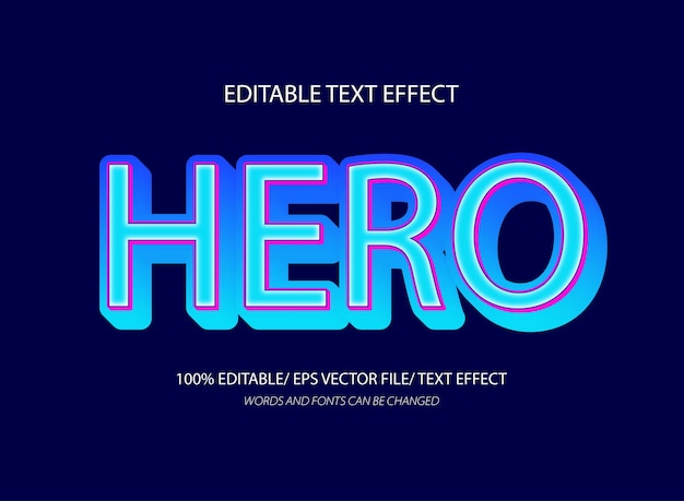 Plantilla de efecto de texto editable 3d de héroe
