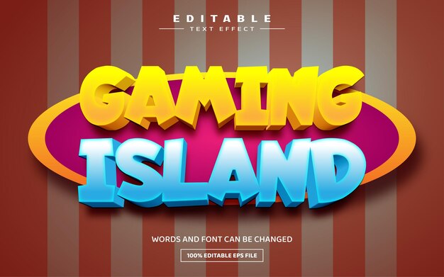 Plantilla de efecto de texto editable 3d de isla de juego