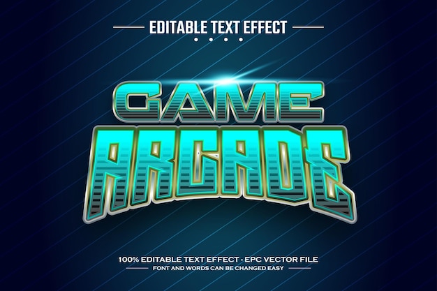 plantilla de efecto de texto editable en 3D para juegos de arcade