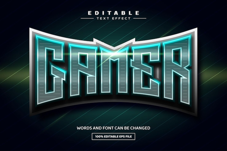 Vector plantilla de efecto de texto editable 3d de jugador