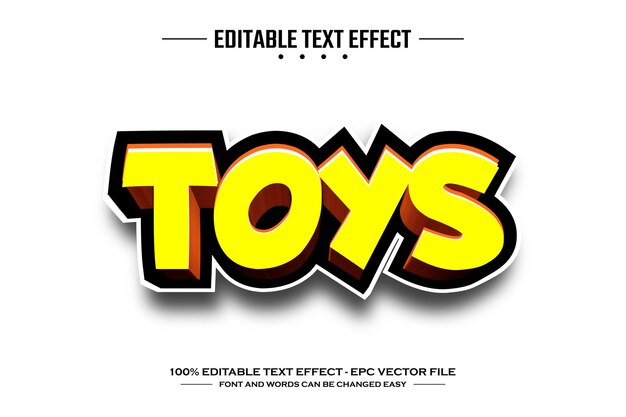 Plantilla de efecto de texto editable 3D de juguetes