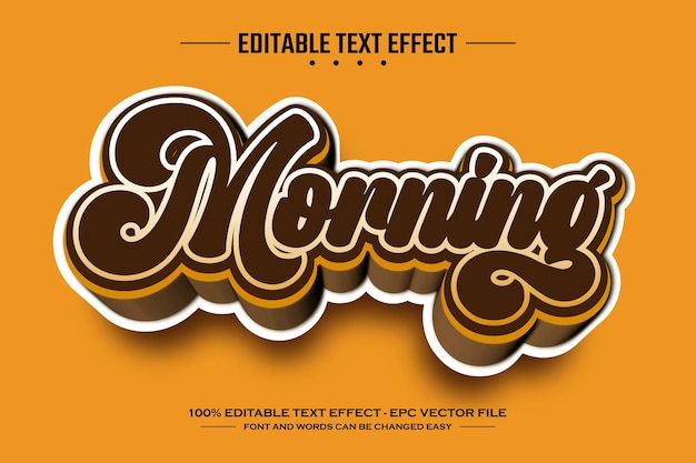 Plantilla de efecto de texto editable 3D matutino