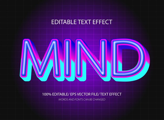 plantilla de efecto de texto editable en 3D de Mind
