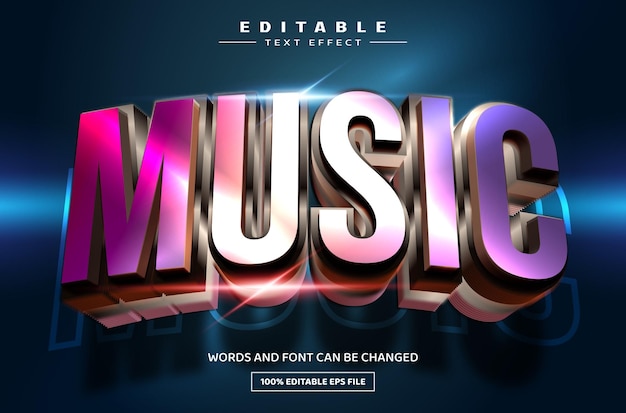 Plantilla de efecto de texto editable 3D de música