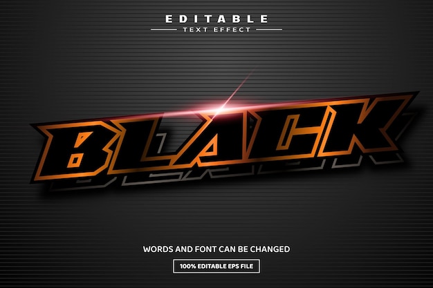 Plantilla de efecto de texto editable 3D negro