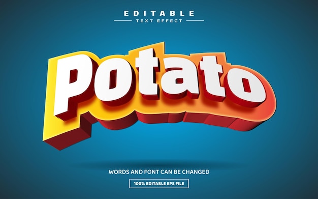 Plantilla de efecto de texto editable 3D de patata