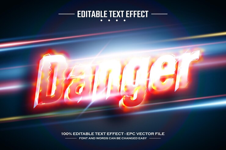 Vector plantilla de efecto de texto editable 3d de peligro