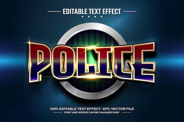 Plantilla de efecto de texto editable 3D de policía