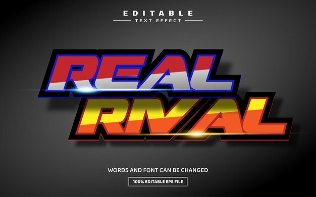 Plantilla de efecto de texto editable 3D rival real