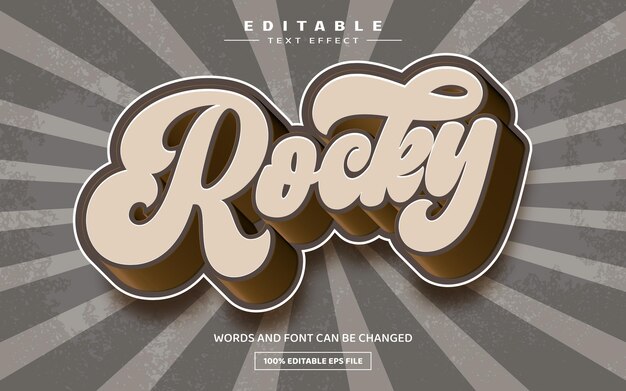 plantilla de efecto de texto editable en 3D de Rocky