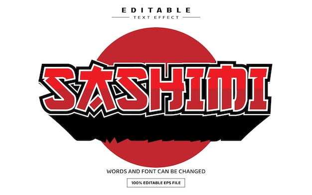 Vector plantilla de efecto de texto editable 3d sashimi