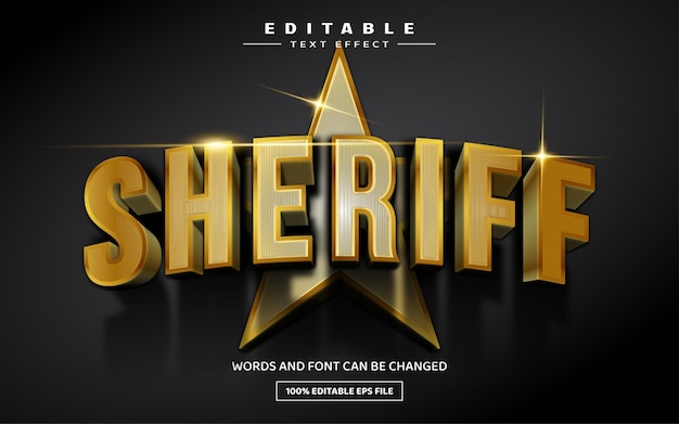 Plantilla de efecto de texto editable 3D del sheriff