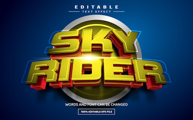 Plantilla de efecto de texto editable 3d sky rider