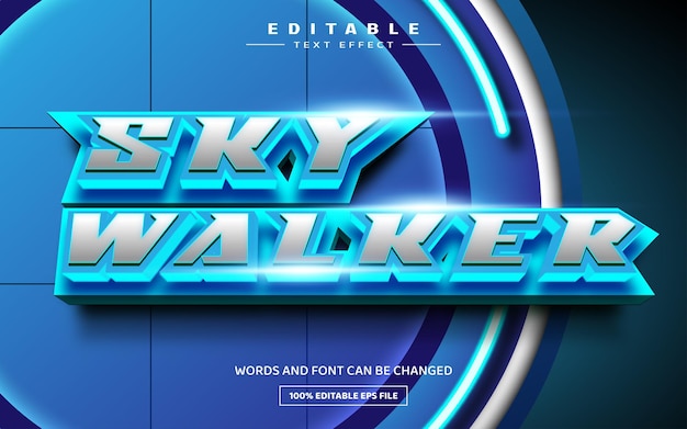 Plantilla de efecto de texto editable 3d sky walker