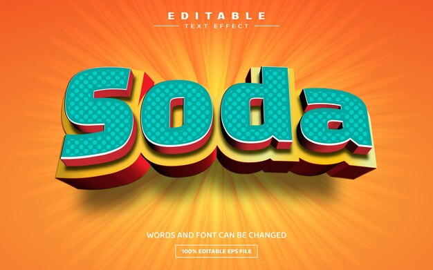 Plantilla de efecto de texto editable 3D de soda