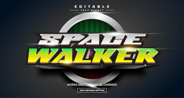 Plantilla de efecto de texto editable 3d de space walker