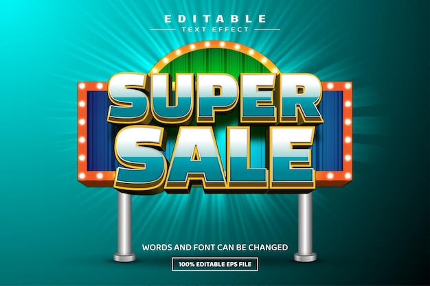 Plantilla de efecto de texto editable 3D de super venta