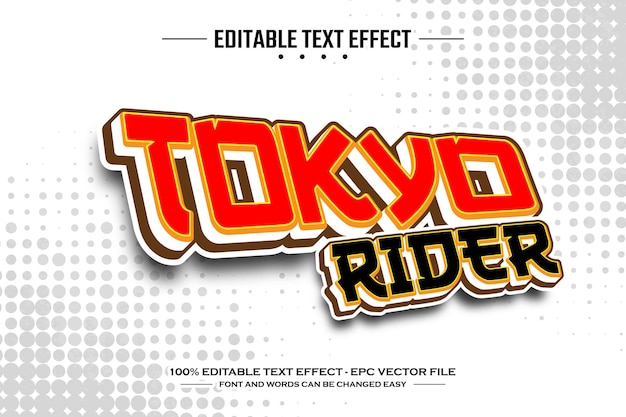 plantilla de efecto de texto editable en 3D de Tokyo Rider