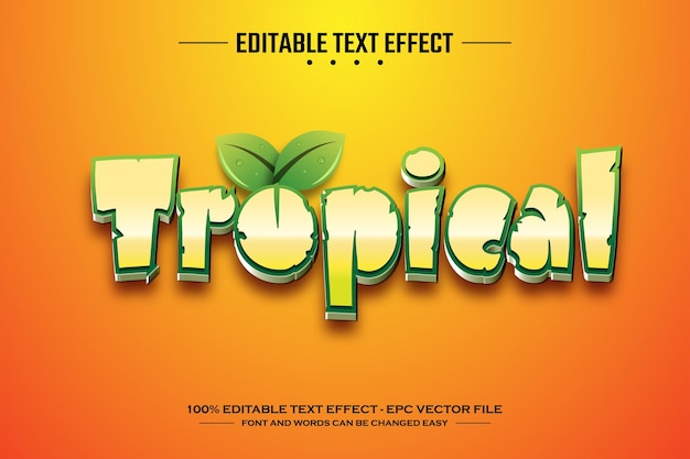 plantilla de efecto de texto editable 3D tropical