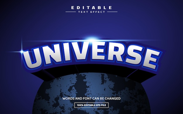 Plantilla de efecto de texto editable 3d del universo