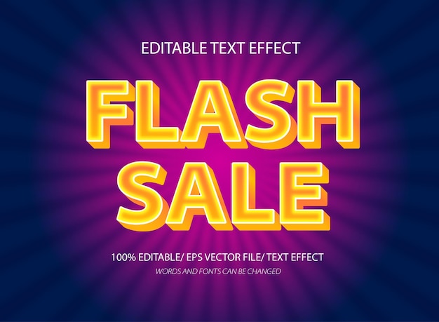 Plantilla de efecto de texto editable 3d de venta flash
