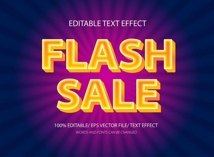 Vector plantilla de efecto de texto editable 3d de venta flash