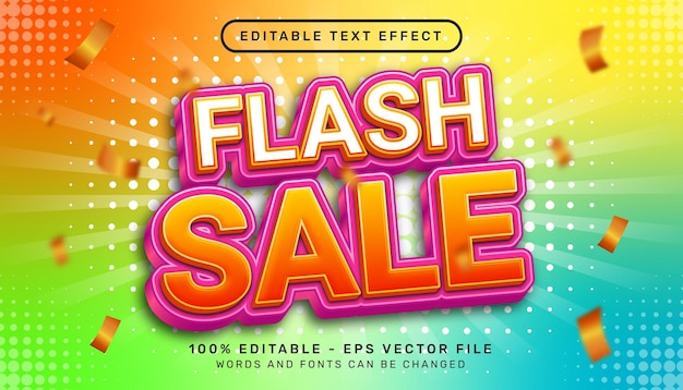 Plantilla de efecto de texto editable 3d de venta flash