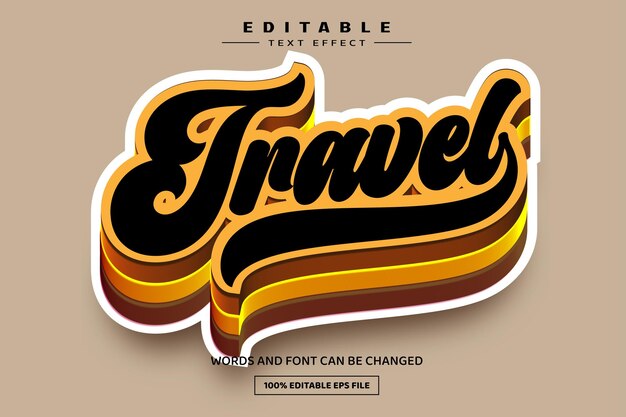 Plantilla de efecto de texto editable 3D de viaje