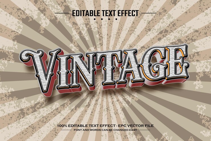 Vector plantilla de efecto de texto editable 3d vintage
