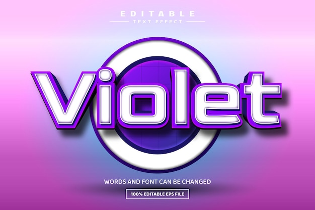 plantilla de efecto de texto editable en 3D violeta