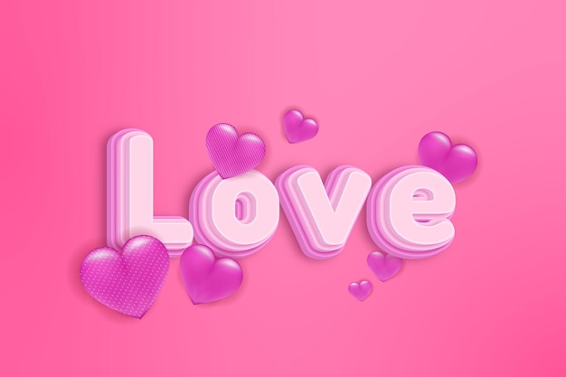 Vector plantilla de efecto de texto editable de amor