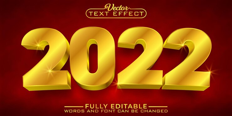 Vector plantilla de efecto de texto editable de año nuevo 2022