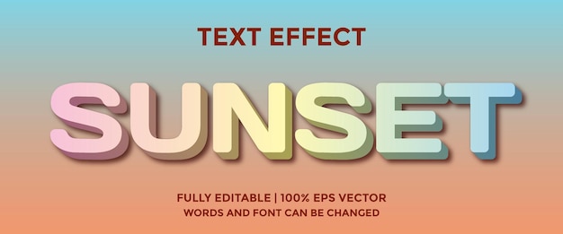 plantilla de efecto de texto editable para el atardecer