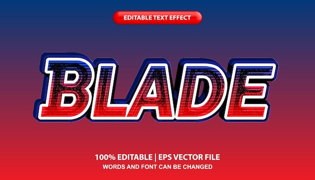 Plantilla de efecto de texto editable Blade, estilo de fuente futurista con efecto de color degradado oscuro