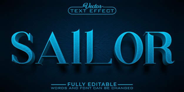 Plantilla de efecto de texto editable blue sailor