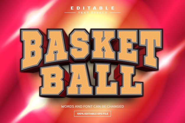 plantilla de efecto de texto editable de bola de canasta en 3D
