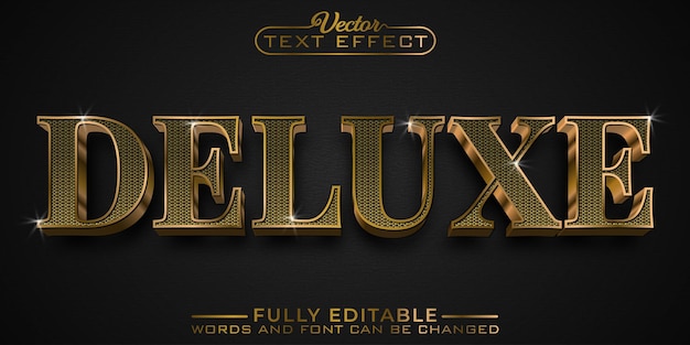 Plantilla de efecto de texto editable brillante golden deluxe