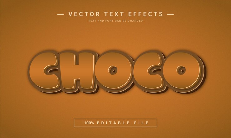 Vector plantilla de efecto de texto editable choco